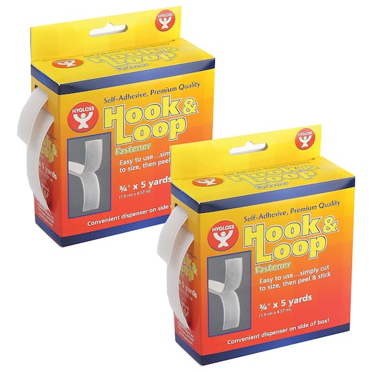 Hygloss Products HYG45105-2 0.75 in. x 5 Yard Hook & Loop Fastener Roll - Pack of 2